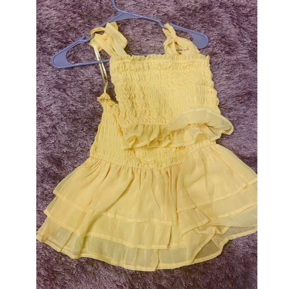 Hey Sweetie Smocked Mini Two Piece Skirt Set - Yellow - Picture 2 of 3
